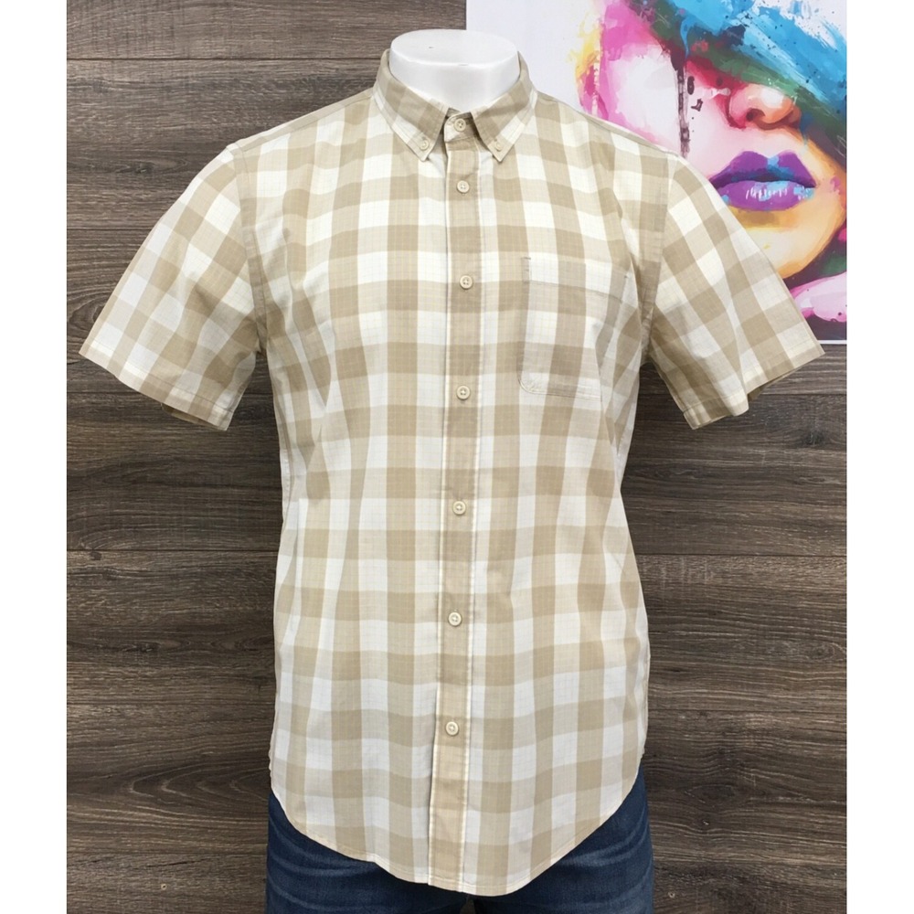 Outerknown Shirt Mens Size L Organic Cotton Short Sleeve Button Down Plaid